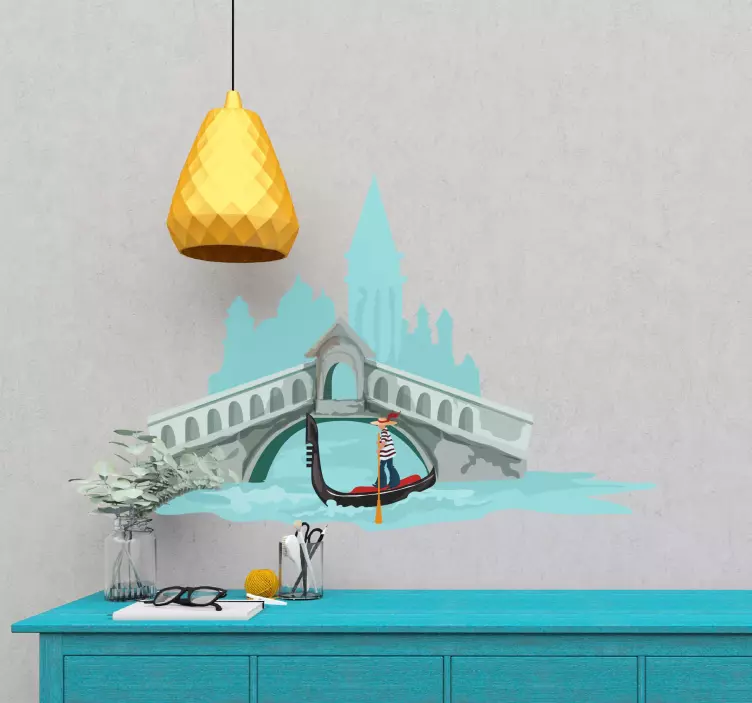 Sticker monde scène de gondole vénitienne - TenStickers