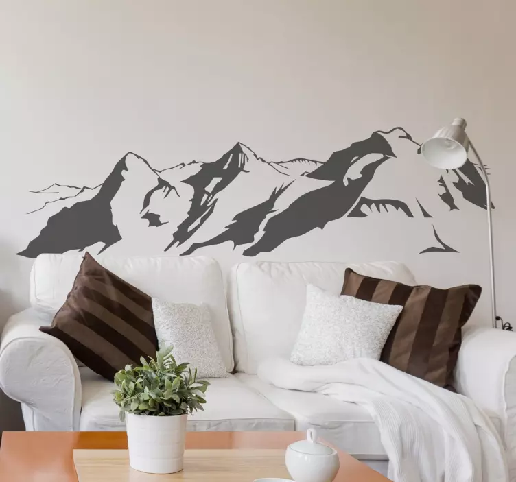 Sticker mural pour salon montagnes Alpes suisses - TenStickers