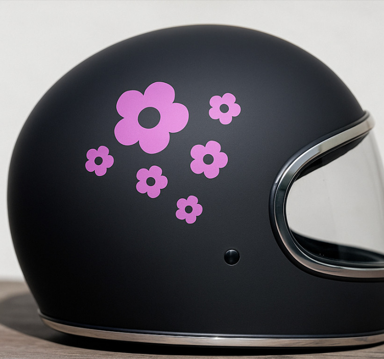 Sticker moto conception de fleurs simples avec nom - TenStickers