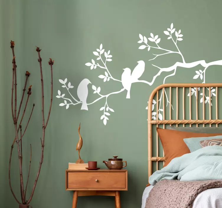 Sticker arbre branche avec des oiseaux - TenStickers