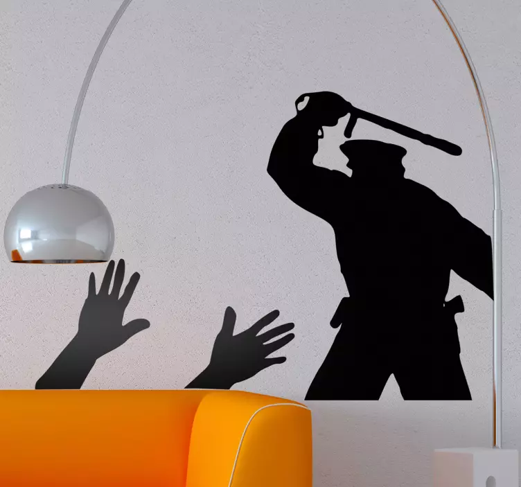 Sticker mural brutalité politique - TenStickers