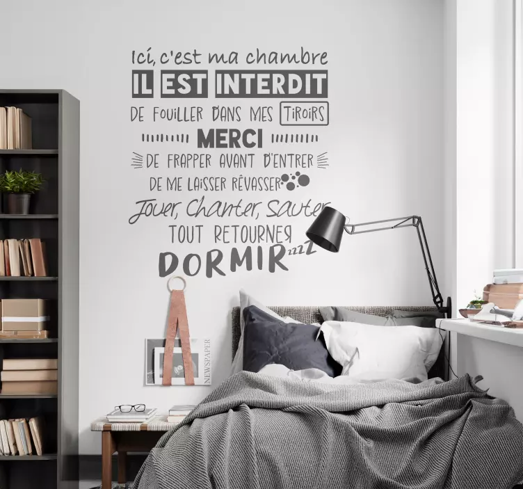 Sticker chambre ado citation c'est ma chambre - TenStickers