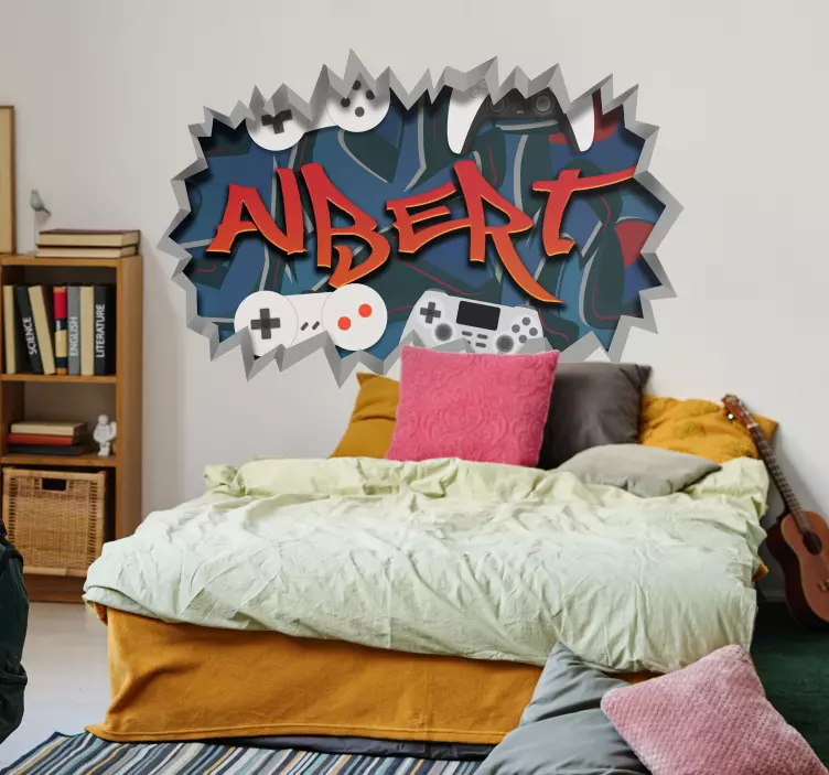 Sticker chambre ado graffitis de joueurs - TenStickers