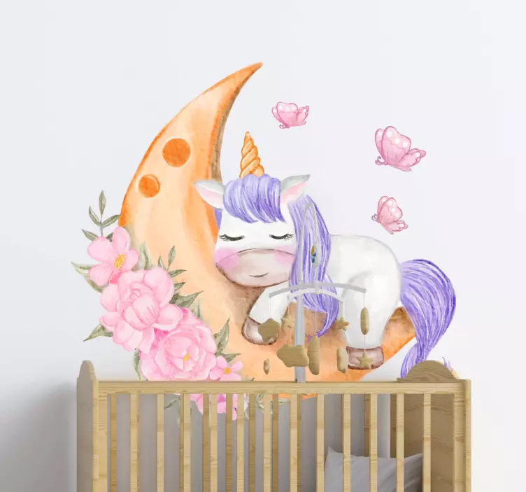 Sticker Cinéma Licorne avec papillon - TenStickers