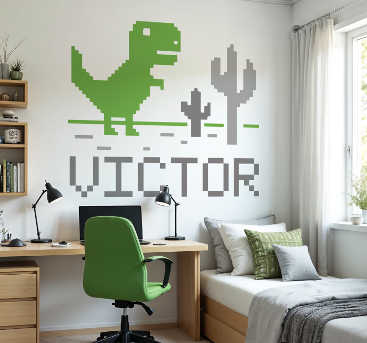 Sticker mural dinosaure jeu de pixels - TenStickers