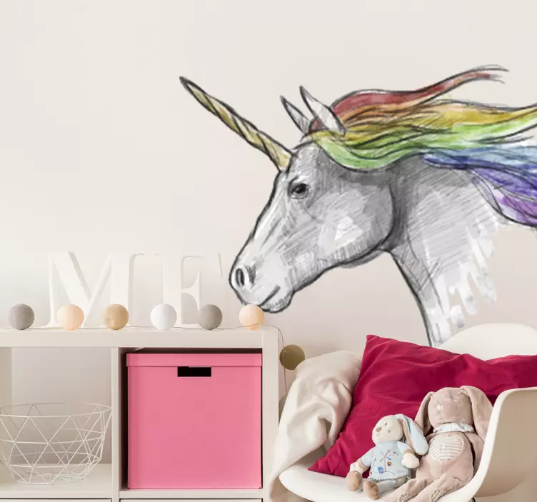 Sticker mural licorne dessin - TenStickers
