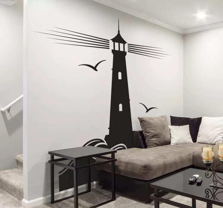 Sticker marin Phare avec mouettes - TenStickers