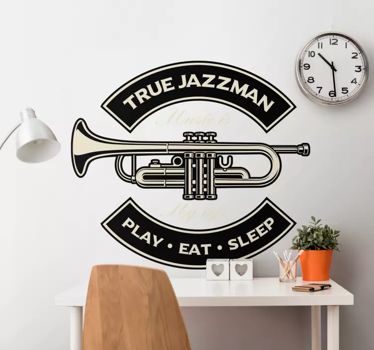 Autocollant jazz et blues emblème de la trompette - TenStickers