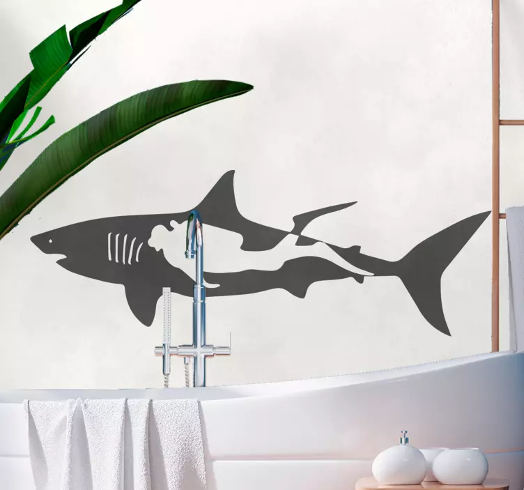 Sticker Poisson Plongeur en requin - TenStickers