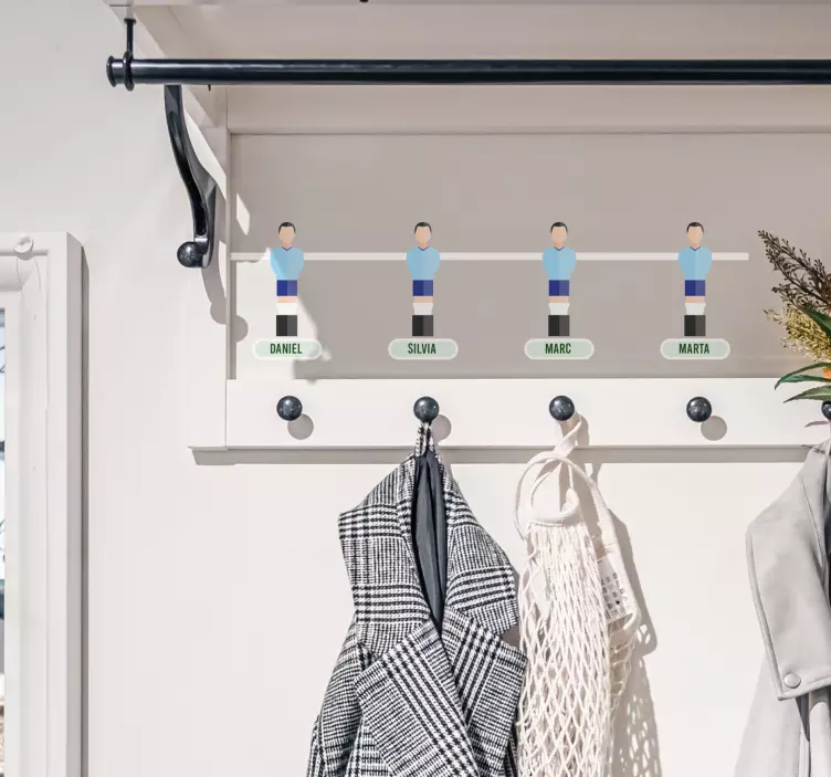 Sticker porte manteau personnages de baby-foot - TenStickers