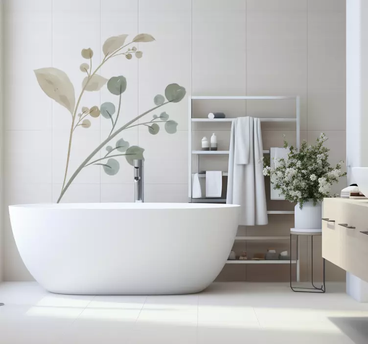 Sticker salle de bain tableau aquarelle - TenStickers