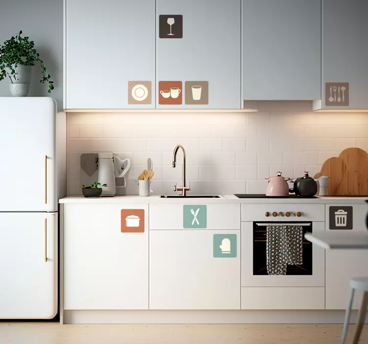 Sticker ustensiles de cuisine icônes de tiroirs de cuisine - TenStickers