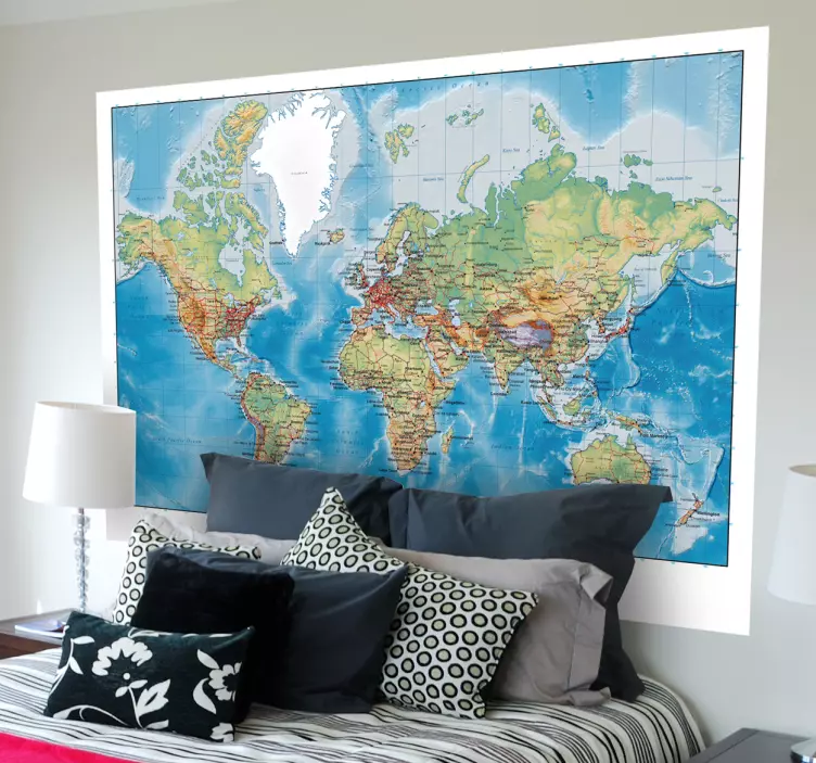 Sticker carte du monde world map - TenStickers