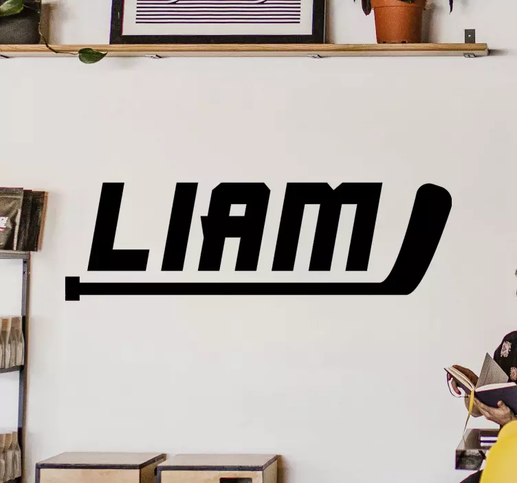 Sticker Crosse de hockey prénom personnalisé - TenStickers