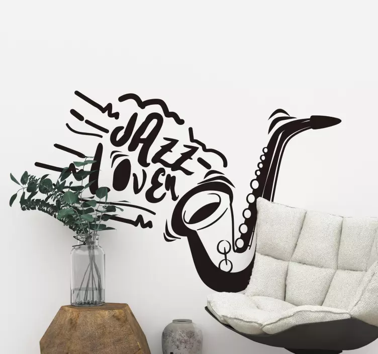 Sticker musique design amoureux du jazz saxophone - TenStickers