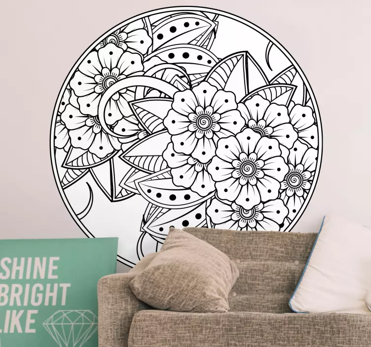 Sticker fleur motif circulaire floral - TenStickers