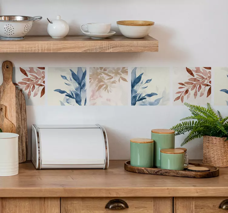 Sticker carrelage motif floral aquarelle - TenStickers