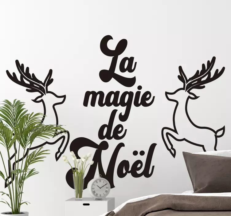 Sticker Noel dessin cerfs - TenStickers