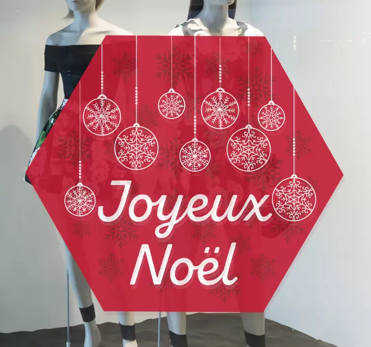 Sticker Noel hexagon avec flocons - TenStickers