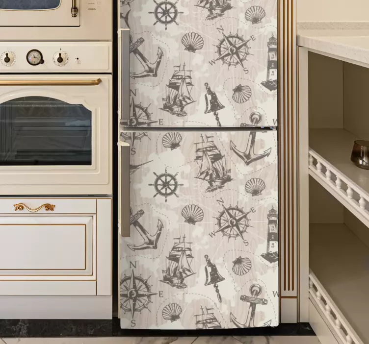 Sticker frigo conception à thème nautique - TenStickers