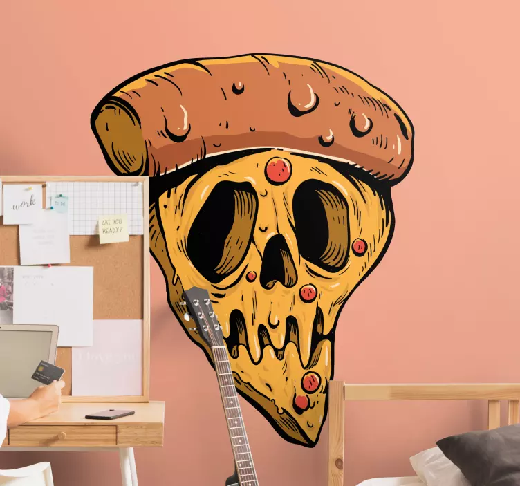 Sticker objet conception de crâne de pizza - TenStickers