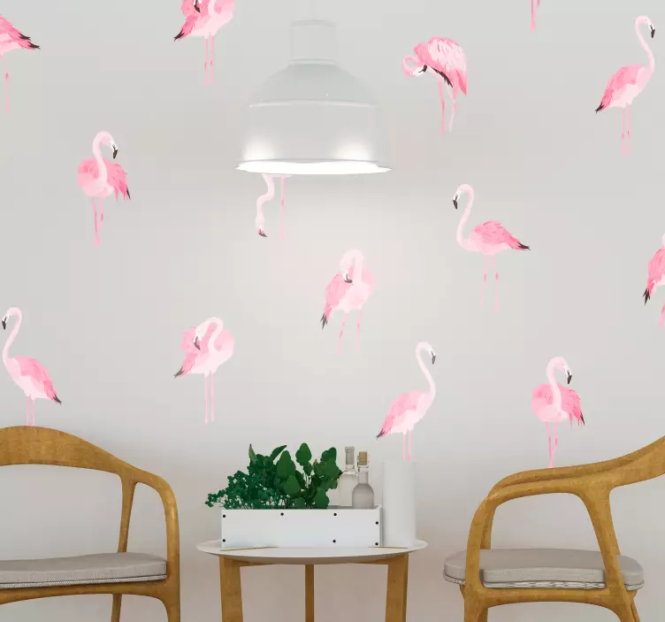 Sticker Oiseau Motif Flamants Roses - TenStickers