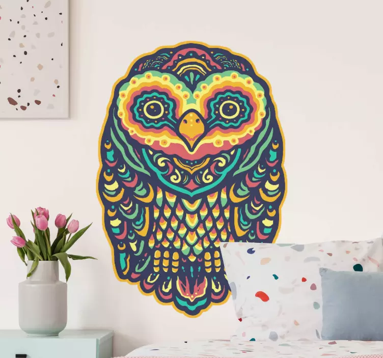 Sticker oiseaux illustration de hibou vibrante - TenStickers
