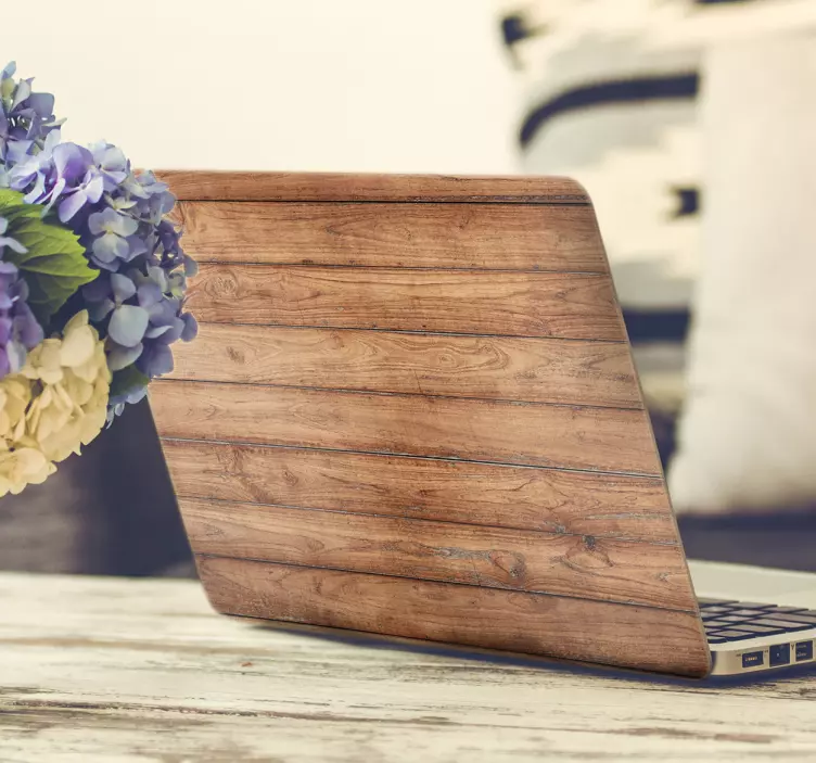 Sticker ordinateur portable effet texture bois - TenStickers