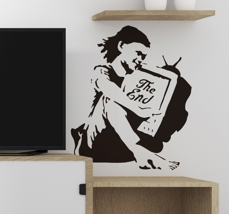 Sticker Original Banksy Fille et TV - TenStickers