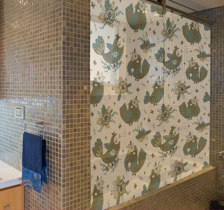 Sticker paroi de douche motifs d'oiseaux charmants - TenStickers