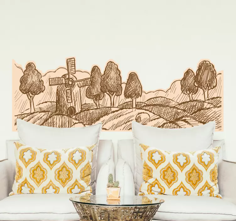 Sticker mural nature paysage de campagne - TenStickers