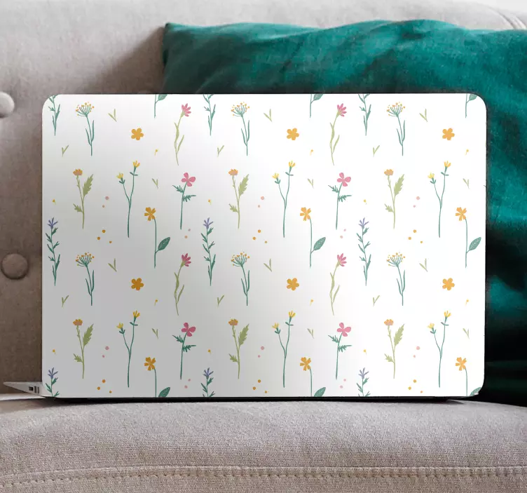 Sticker Ordinateur Portable Fleurs simples avec fond blanc - TenStickers