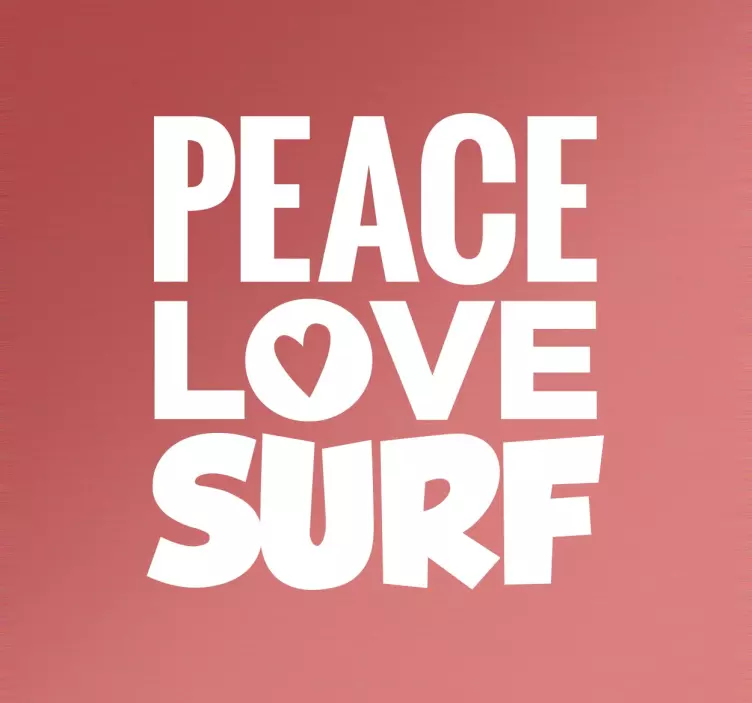 Sticker surf texte Peace love - TenStickers