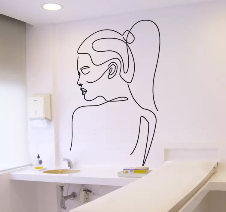 Sticker personnage profil de femme minimaliste - TenStickers