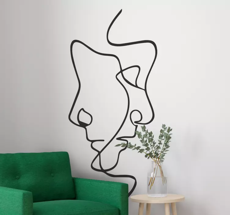 Sticker mural salon visages minimalistes - TenStickers