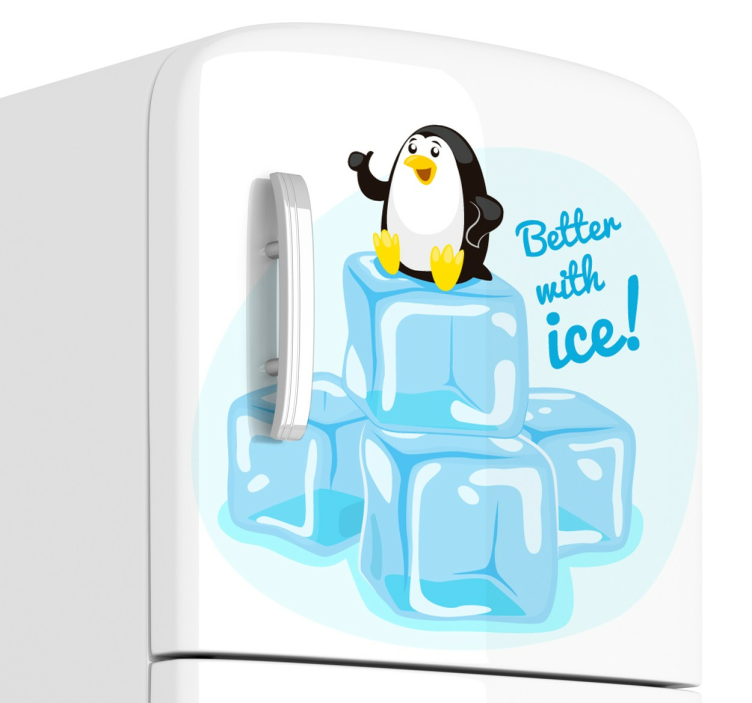Sticker frigo pingouin glaçon Better With Ice - TenStickers