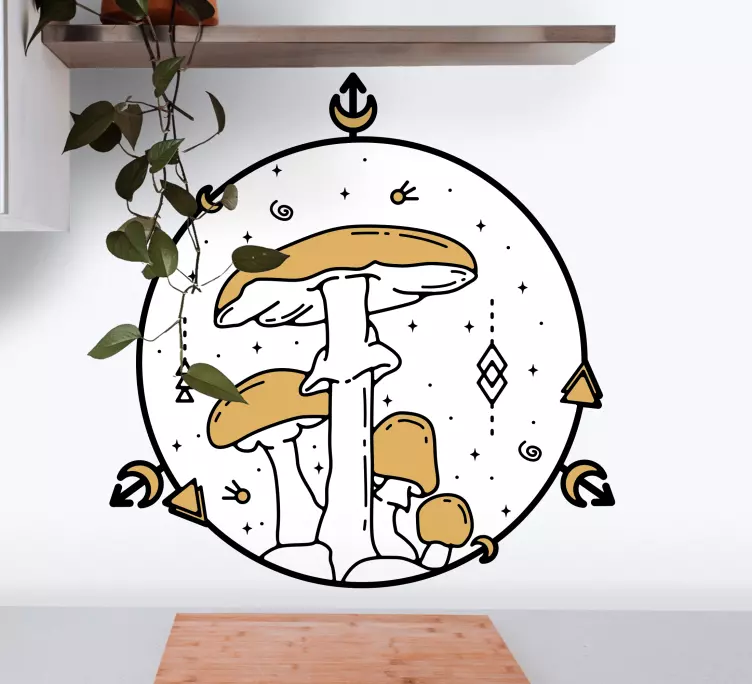 Sticker plante illustration d'un cercle de champignons - TenStickers