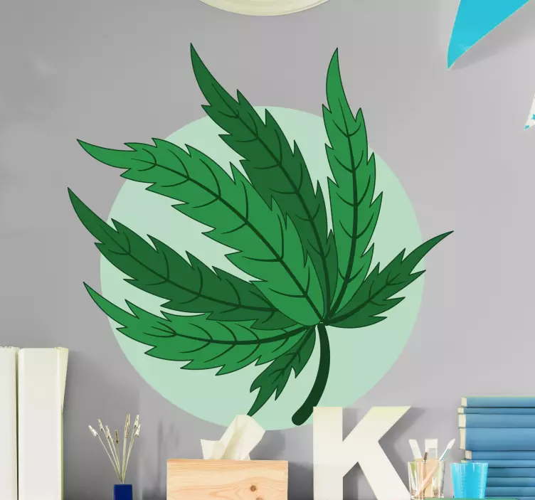 Sticker Plante Grande feuille de cannabis - TenStickers