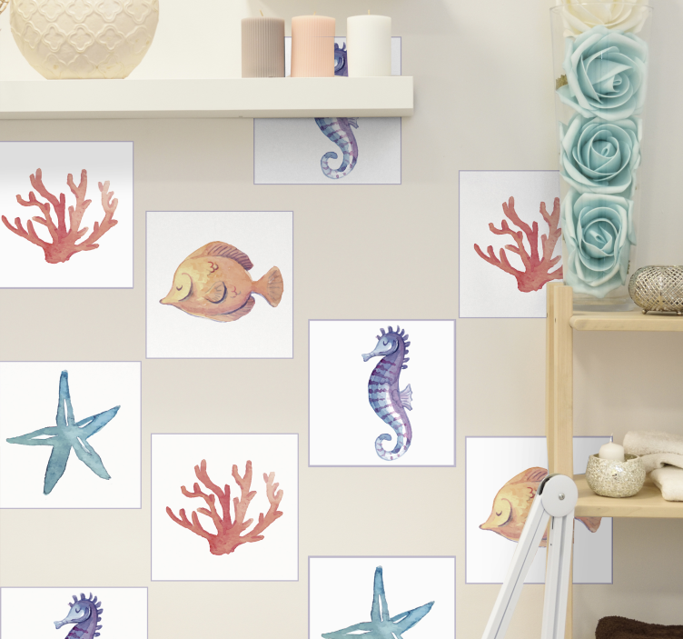 Sticker carrelage animaux de la mer - TenStickers