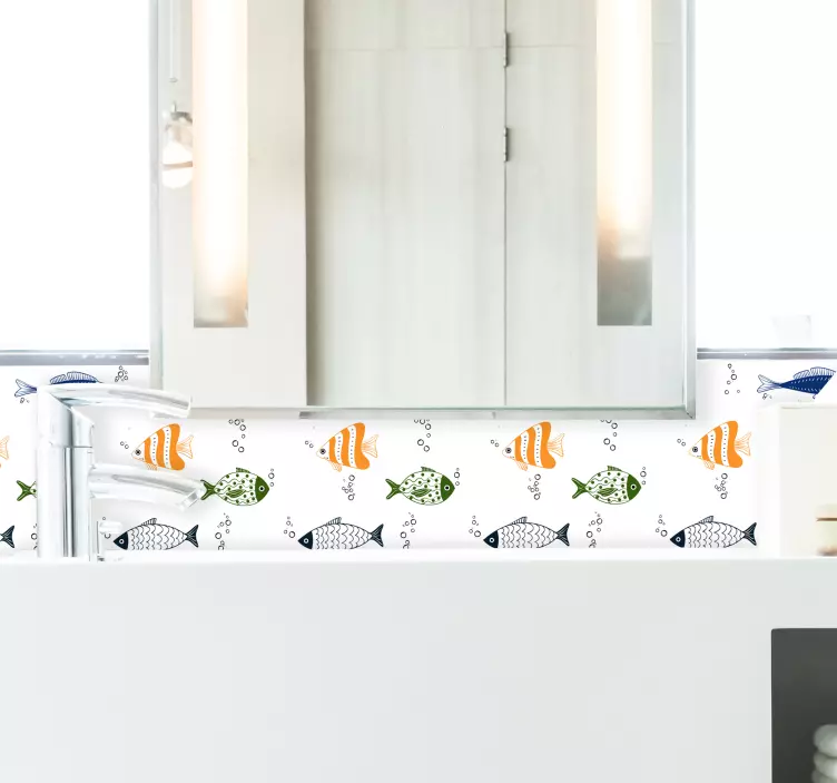 Sticker Mural Frise Poissons Tropicaux - TenStickers