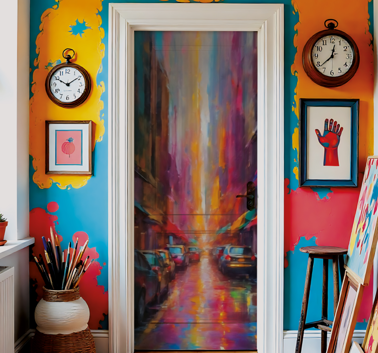 Sticker porte art de rue urbain - TenStickers