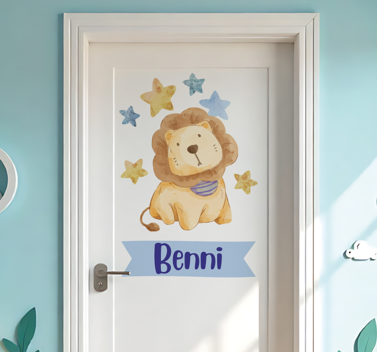 Sticker porte lion pour chambre d'enfant - TenStickers