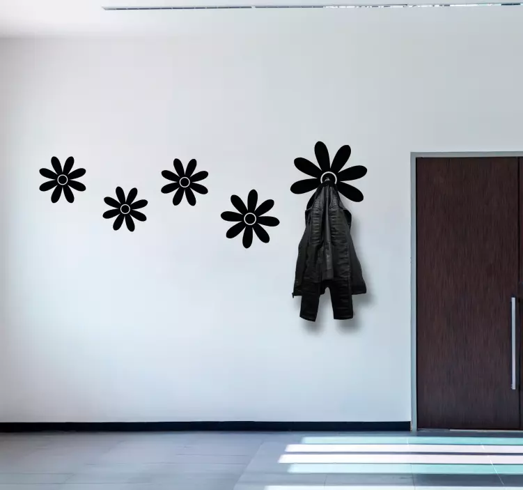 Sticker porte manteau arrangement de crochets de fleurs - TenStickers