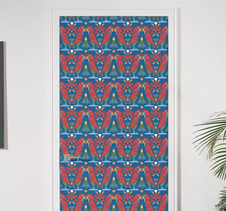 Sticker porte motif aviaire vibrant - TenStickers