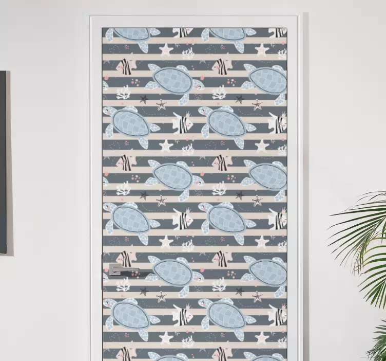 Sticker porte motif de tortue - TenStickers