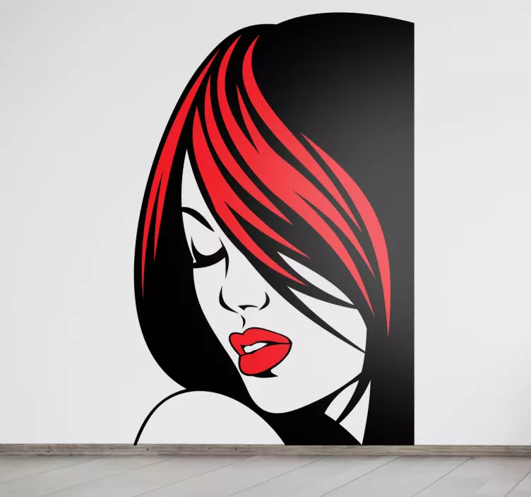 Sticker portrait femme cheveux rouges - TenStickers