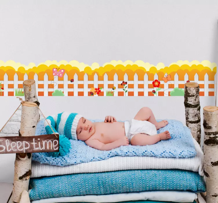 Sticker pour enfant clôture avec fleurs - TenStickers