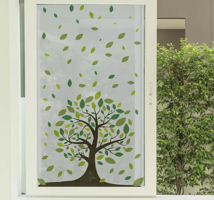 Sticker pour fenêtre feuilles et arbres - TenStickers