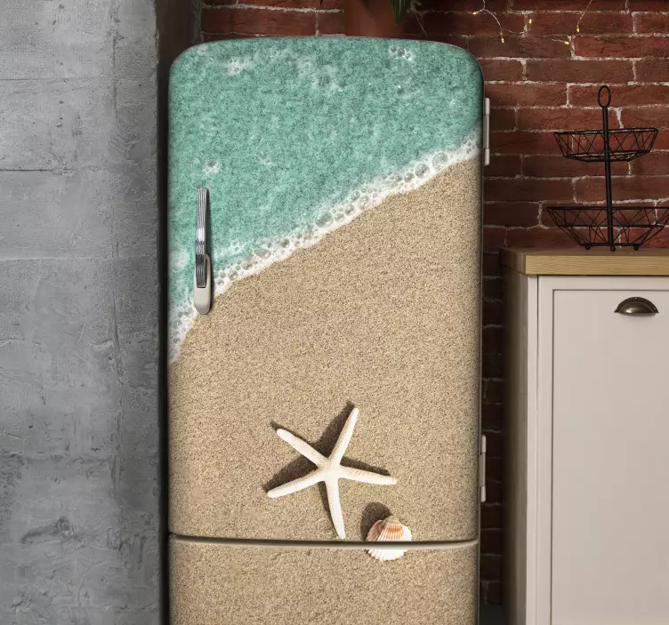 Sticker frigo Plage et étoile de mer - TenStickers