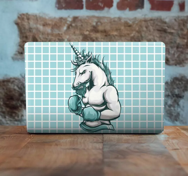 Sticker pour ordinateur boxeur licorne musclé - TenStickers